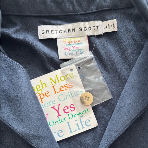 GRETCHEN SCOTT ULTRA SUEDE TEARDROP DRESS NAVY NWT SIZE LARGE - Picture 10 of 11